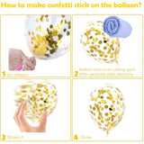 50 Gold Balloons with Ribbons – Metallic & Confetti Set for Parties, Grads and Events 2025
