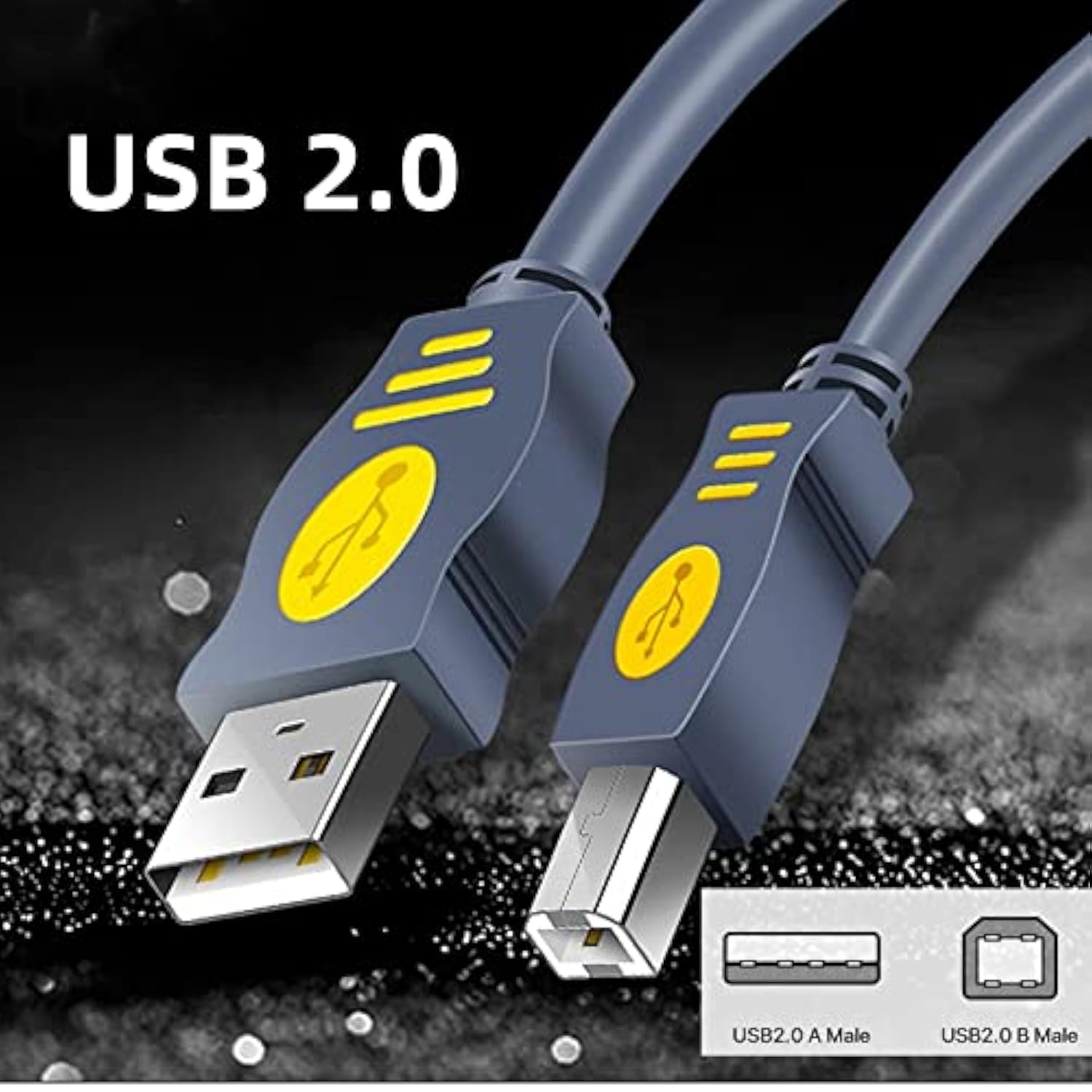 Usb 2.0 Printer Cable For Canon Pixma Mg3620, Epson Ecotank Et-2800 Et-2850 Et-4800, Hp Deskjet 2723E, Brother, 10 Feet