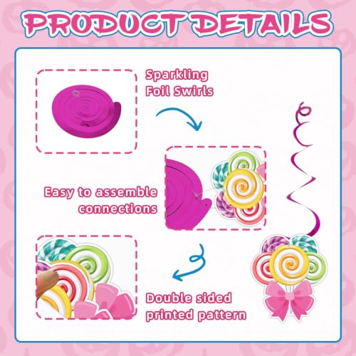 Candyland Party Decorations - 32 Pcs Candy Hanging Swirls