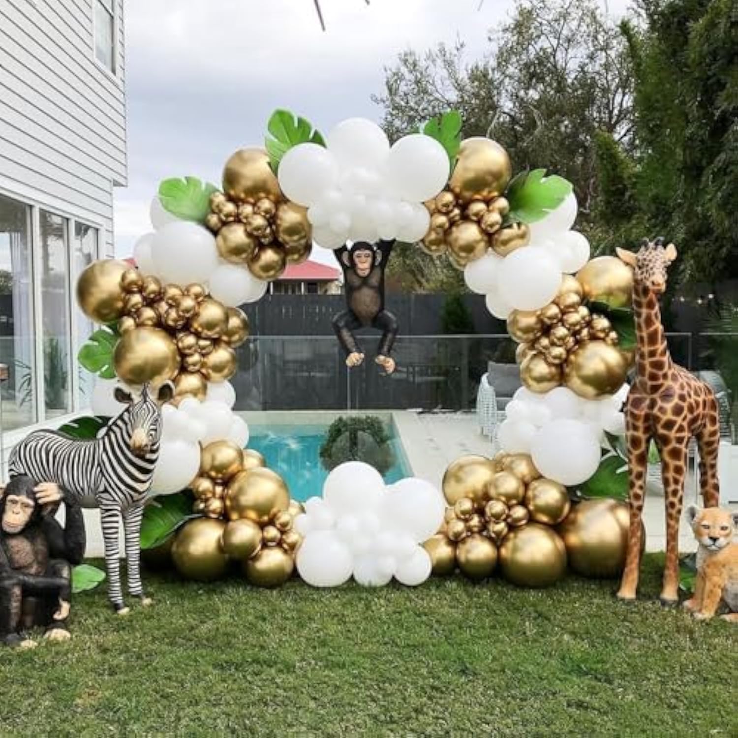 White and Gold Balloon Garland Kit 120pcs Metallic Confetti for Party Decorations