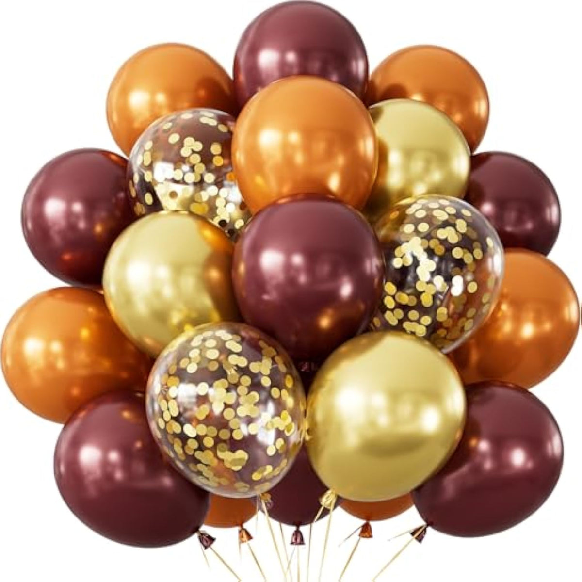 Fall Thanksgiving Balloons 12Inch Burgundy Orange Gold Confetti Balloons for Autumn Party Decor