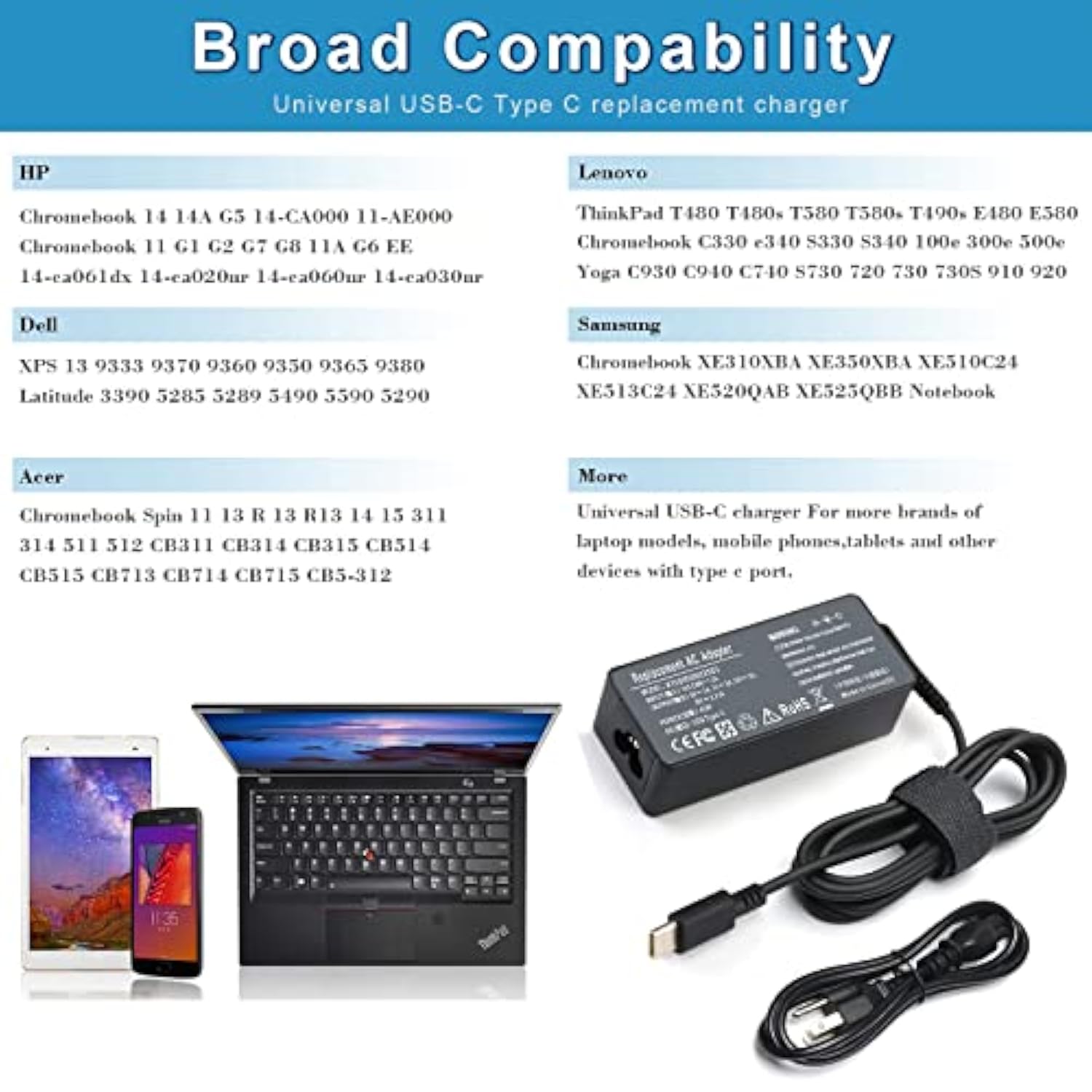 45W Type C Usb C L43407-001 Charger For Hp Chromebook X360 14 14A G5 11 11A G8