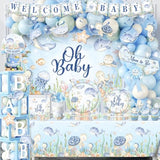 Under The Sea Baby Shower Decorations, All-In-1 Ocean Themed Party Decorations With Balloon Arch Baby Boxes Plates Napkins Cake Toppers Tablecloth Backdrop For Underwater Beach Pool Party, Serve 24