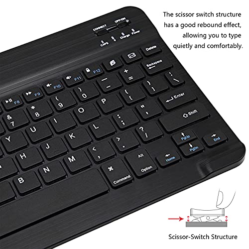 Ultra-Slim Bluetooth Keyboard Portable Mini Wireless Keyboard Rechargeable For Apple Ipad Iphone Samsung Tablet Phone Smartphone Ipados Ios Android (10 Inch Black)