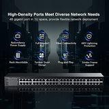 48 Port Gigabit Ethernet Switch With 2 Sfp Port, Dual Power Supply, Fanless Metal Rackmount Unmanaged Plug And Play Network Switch