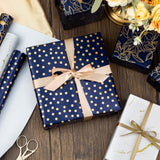 Gift Wrapping Paper Roll - 17 Inch X 120 Inch Per Roll Luxury Navy Gold Flower, Polka Dot & White Gold Marble Gift Wrap Paper For Men Birthday, Father'S Day, Christmas, Holiday, Graduation