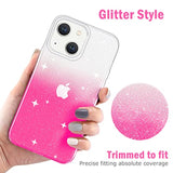 Glitter Soft TPU Shockproof Protective Bumper Cover for iPhone 13, 6.1inch, Gradient Glitter Pink