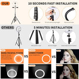 Selfie Ring Light,11 inch(28 cm) Ring Light with 78.7 inch (200cm) Tripod and Phone Holders, 3 Color Modes, Bluetooth Remote Control Photography