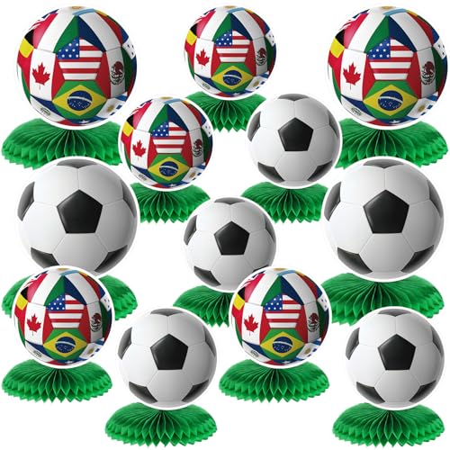 12 Pcs Soccer Table Decorations Soccer Centerpieces for Table