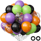 62Pcs Halloween Balloons Set - 12" Black, Orange, Green, Purple & Confetti Party Decor
