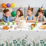 2 Pcs Sage Green Tablecloth - White And Green Eucalyptus Leaves Table Cloth, Disposable Plastic Rectangle Greenery Table Cover For Wedding Bridal Baby Shower Party Supplies Tables Decor, 108X54Inch