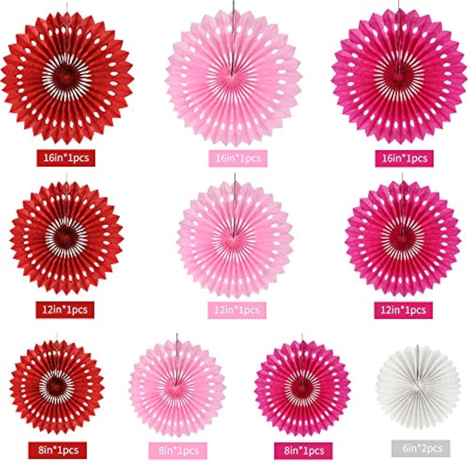 Red Pink Rose Red Hanging Tissue Honeycomb Round Paper Fans Decor Kit For Birthday Girl Kid Shower Bachelorette Wedding Christmas Backdrops Anniversary Party Supplies?11 Packs?