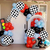 12 Pcs Checkered Racing Foil Balloons Black & White Mylar for Race Car Party Decor