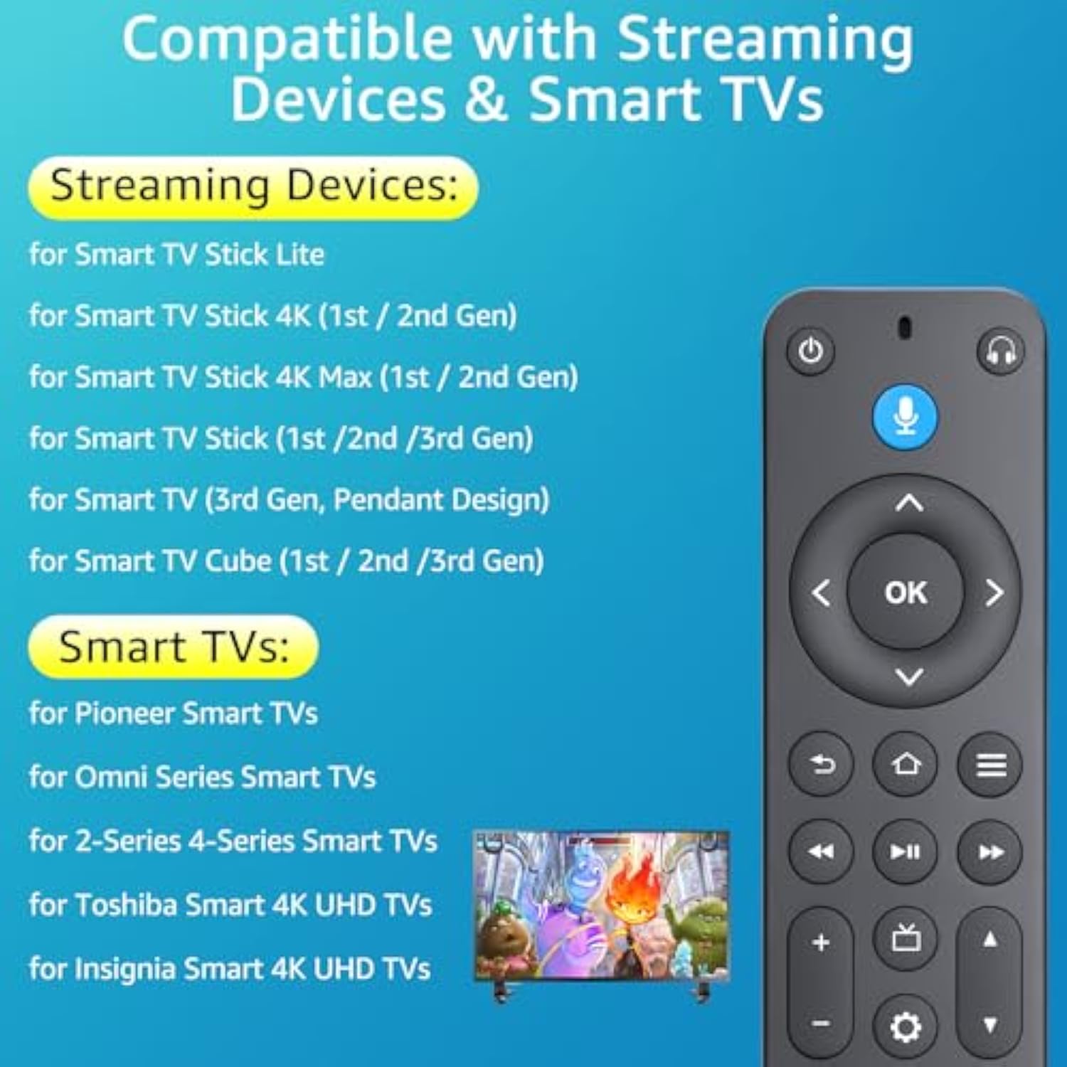 Replacement Voice Remote Control for TV Stick, Cube, Insignia, Toshiba, Pioneer