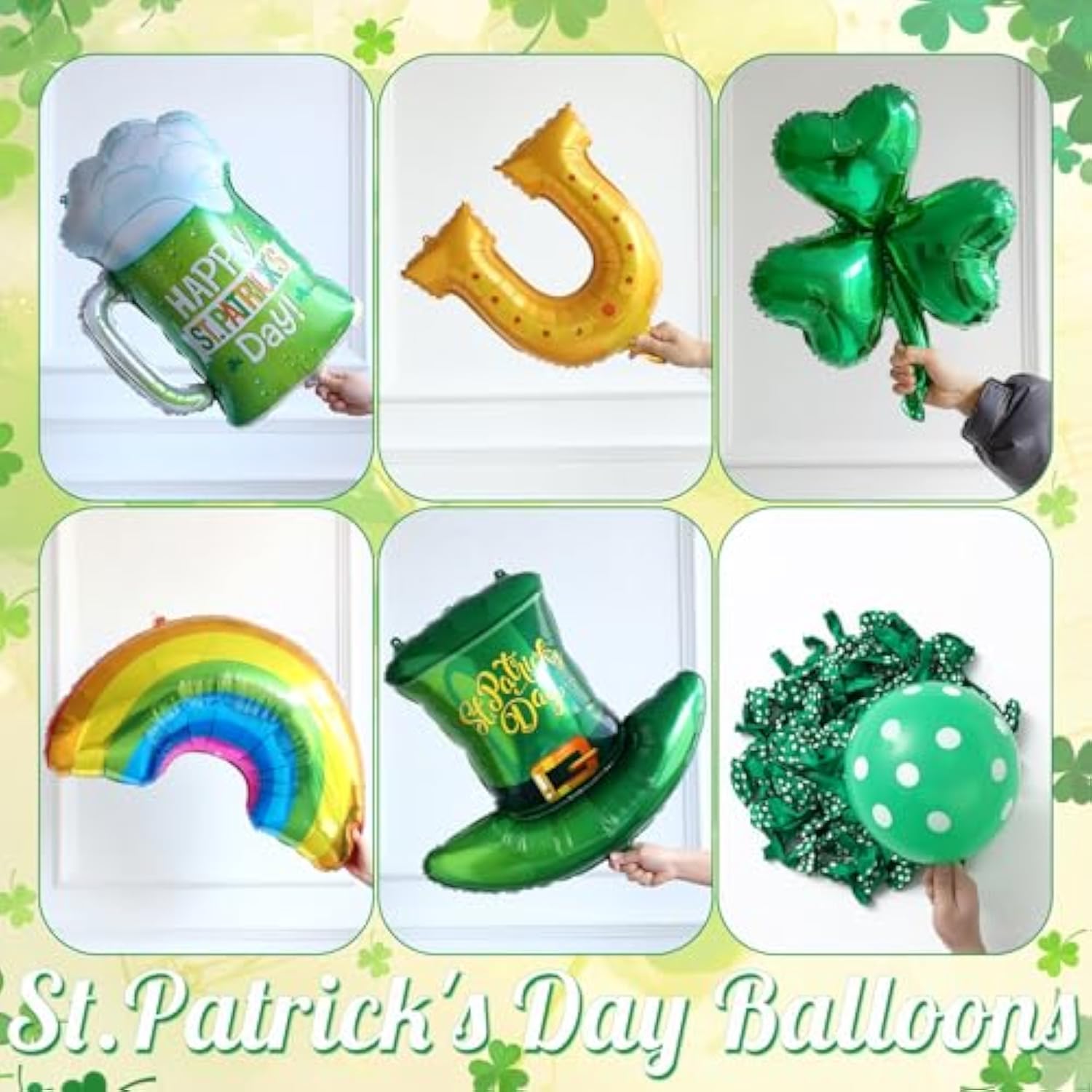 St. Patrick'S Day Balloon Arch Kit,161Pcs Green Gold Balloon Garland With Rainbow,Shamrock,Top Hat,Beer Cup,Horseshoe Foil Balloons For St Patricks Day Irish Festival Lucky One Spring Party Decoration