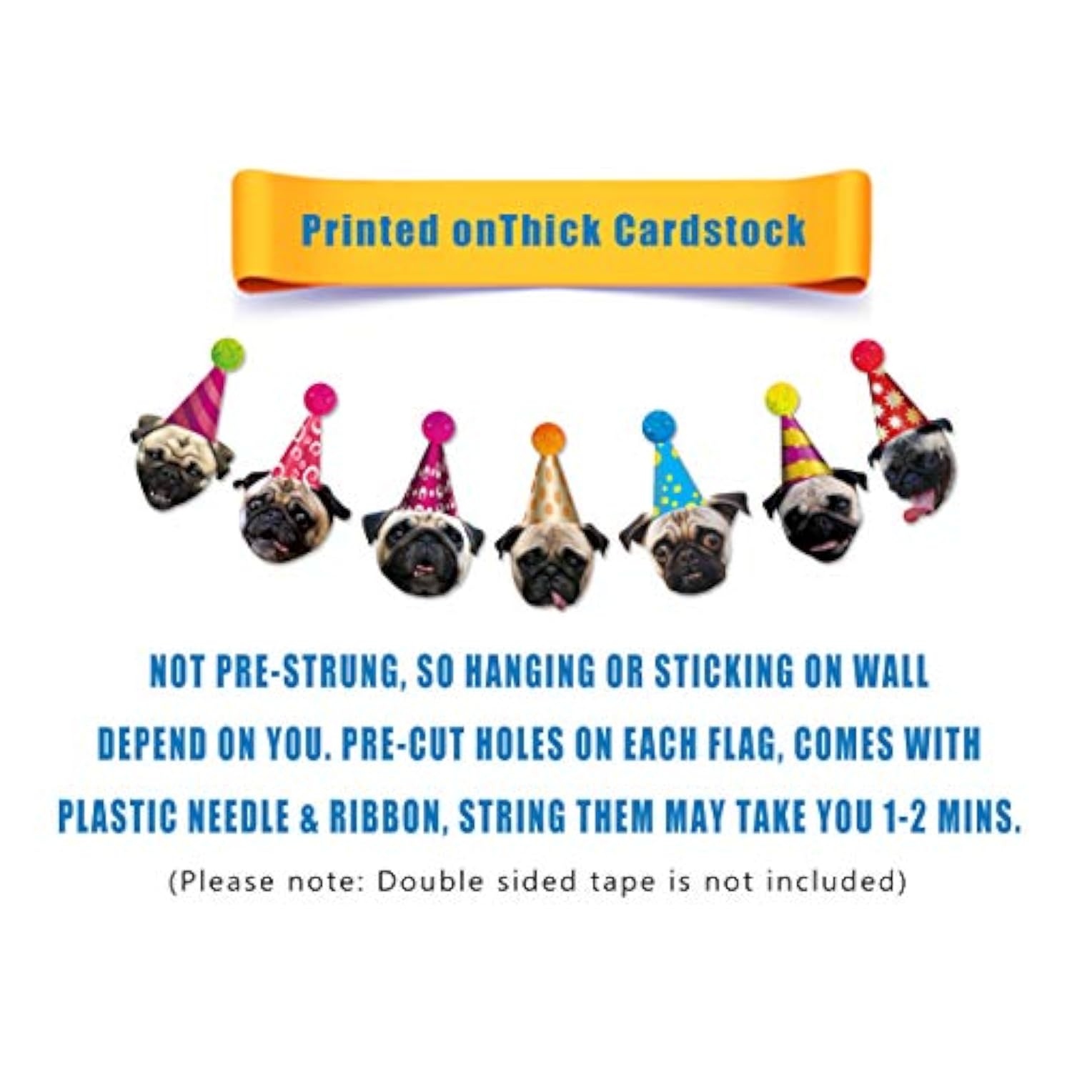 Pug Birthday Banner & Garland - Pug Bday Party Decoration