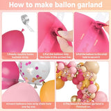 149Pcs Pink and Orange Balloon Garland Kit 18 12 10 5Inch
