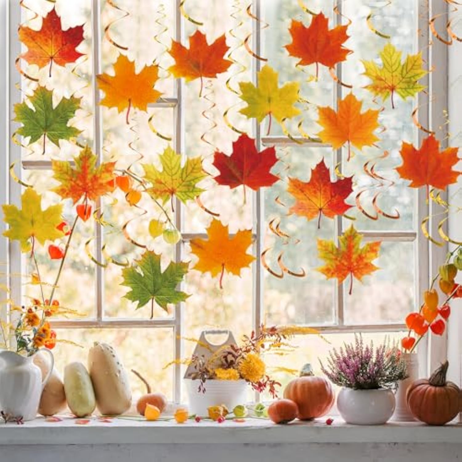 36 Pcs Fall Leaves Hanging Swirls Maple Leaves Swirls Streamer Autumn Swirl Decorations Thanksgiving Ceiling Hanging Decorations For Home Autumn Thanksgiving Harvest Party Decor