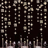 Champagne Gold 21St Birthday Decorations Number 21 Circle Dot Star Garland Metallic Streamer Banner Backdrop For Girls Boys Cheers To 21 Years Finally Legal Bday Happy 21St Anniversary Party Supplies