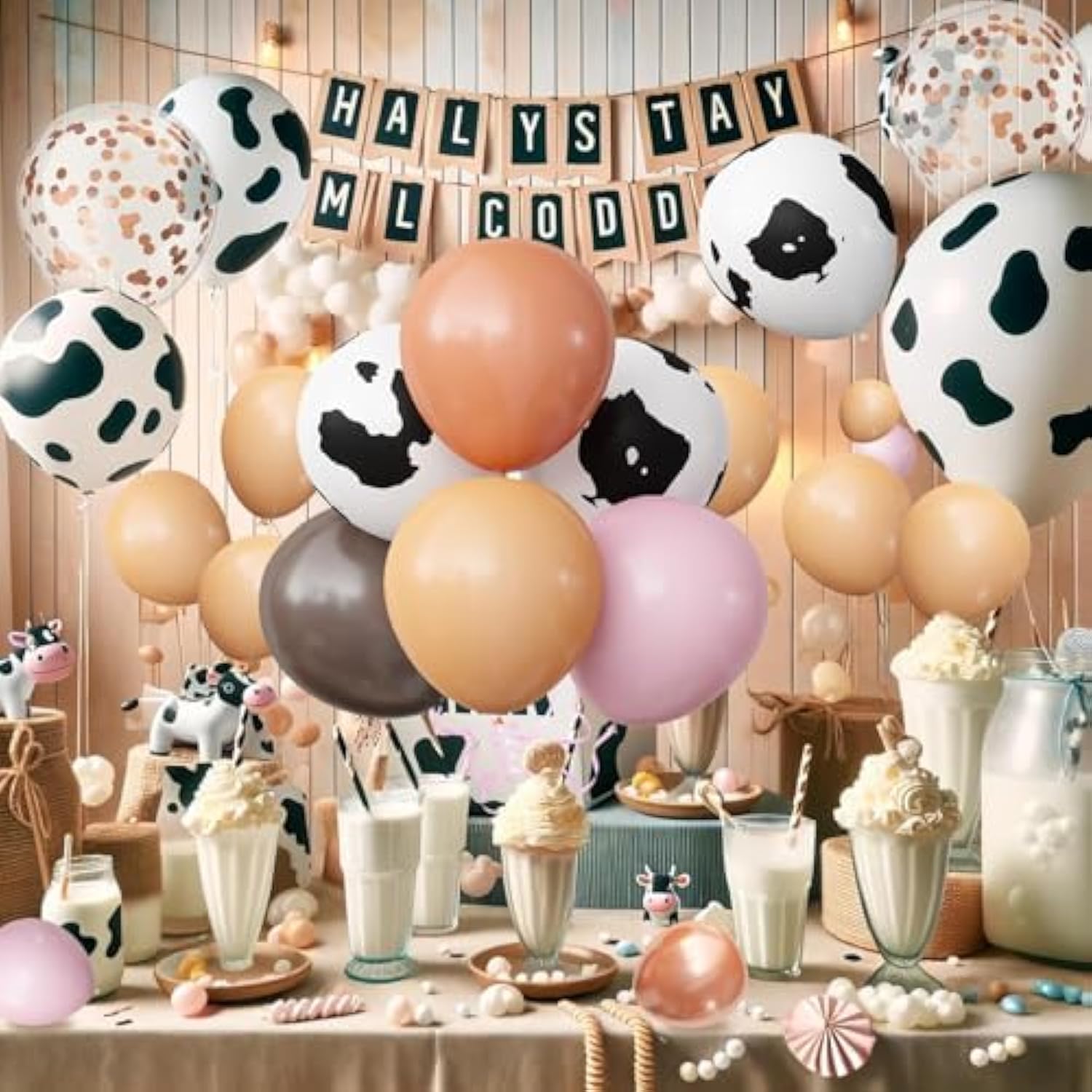 Cowgirls Western Party Decorations, 68Pcs Cow Print Balloons Kit, Pink Coffee Rose Gold Cow Balloons For Girls Party Baby Shower Western Farm Birthday Supplies, 12 Inch