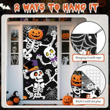 Halloween Door Cover 79x35 Inch Skeleton Door Banner for Haunted House Party Decor