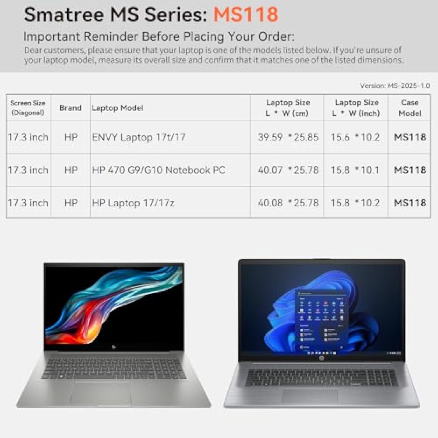 Smatree MS118 Hard EVA Protective Sleeve Case with Stand Compatible for 17.3 inch Envy Laptop 17t/17, OMEN 17, HP 470 G9/G10 Notebook PC, HP Laptop 17/17t/17z, Anti-Shock and Waterproof Notebook Bag