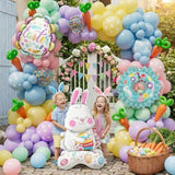 Easter Balloon Garland Arch Kit With Pastel Happy Easter Balloons And Bunny, Carrot, Resurrection Eggs, Easter Wreaths Foil Balloons For Baby Shower Party, Spring Birthday, Easter Decorations