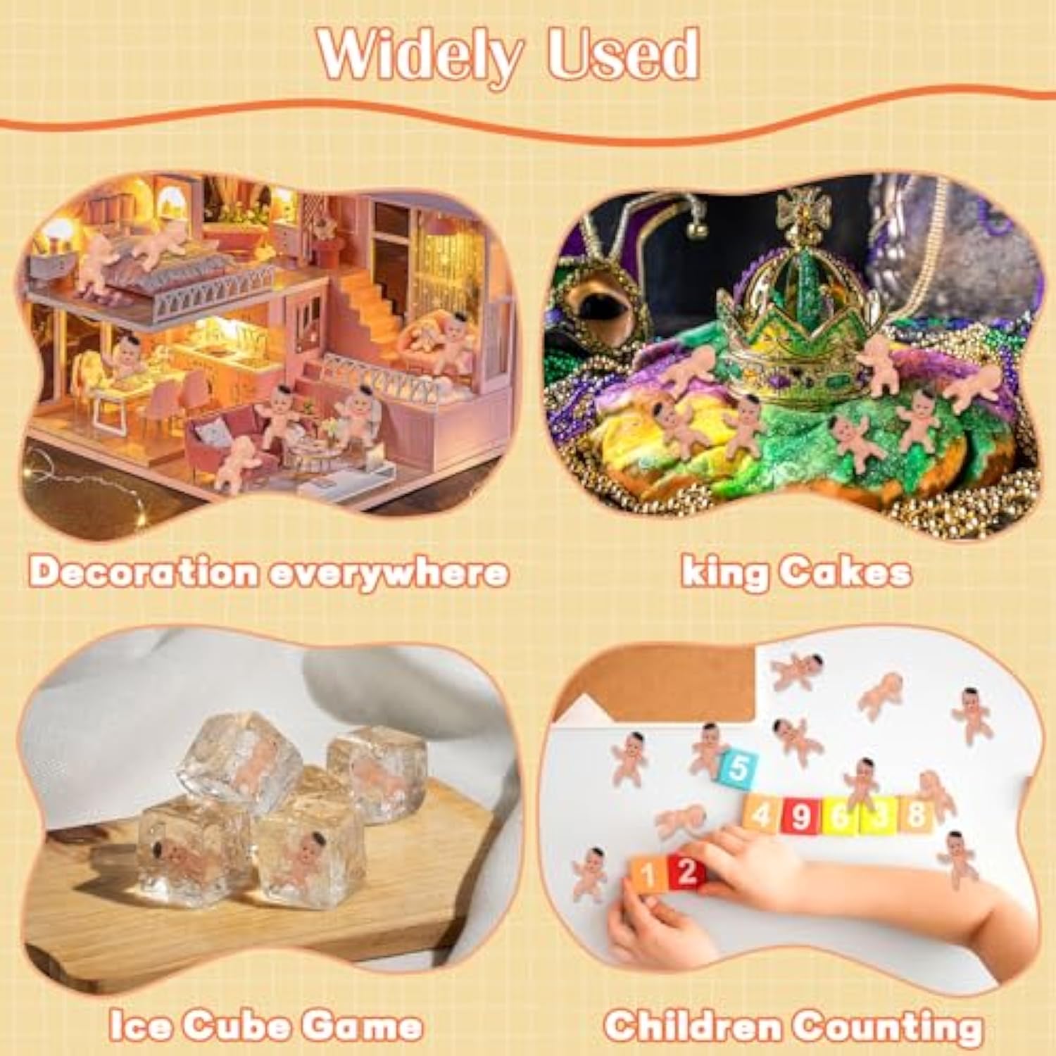 120 Pcs Plastic Babies For Games, 1 Inch Mini Babies Bulk For Baby Shower Game, Tiny Baby Figurines For My Water Broke Ice Cube Game, King Cake Babies For Party Decorations