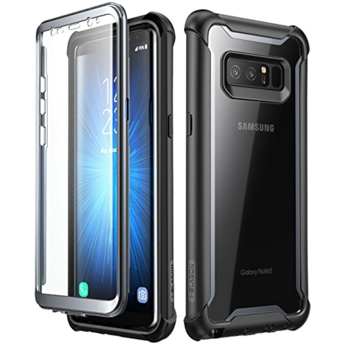 i-Blason Case for Galaxy Note 8 2017 Release, Ares Series Full-body Rugged Clear Bumper Case with Built-in Screen Protector (Black)