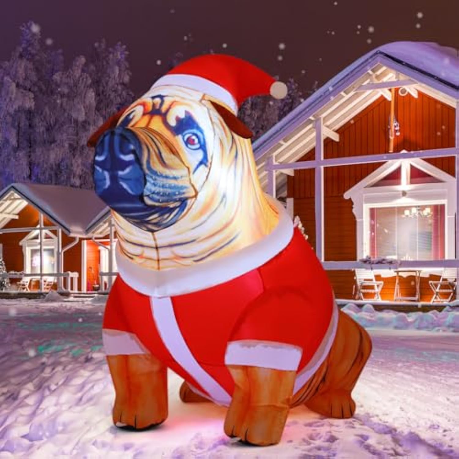 4 Ft Tall Christmas Inflatables Dog Outdoor Decorations Christmas Blow Up Bulldog Inflatable With Built-In Led Lights Ya