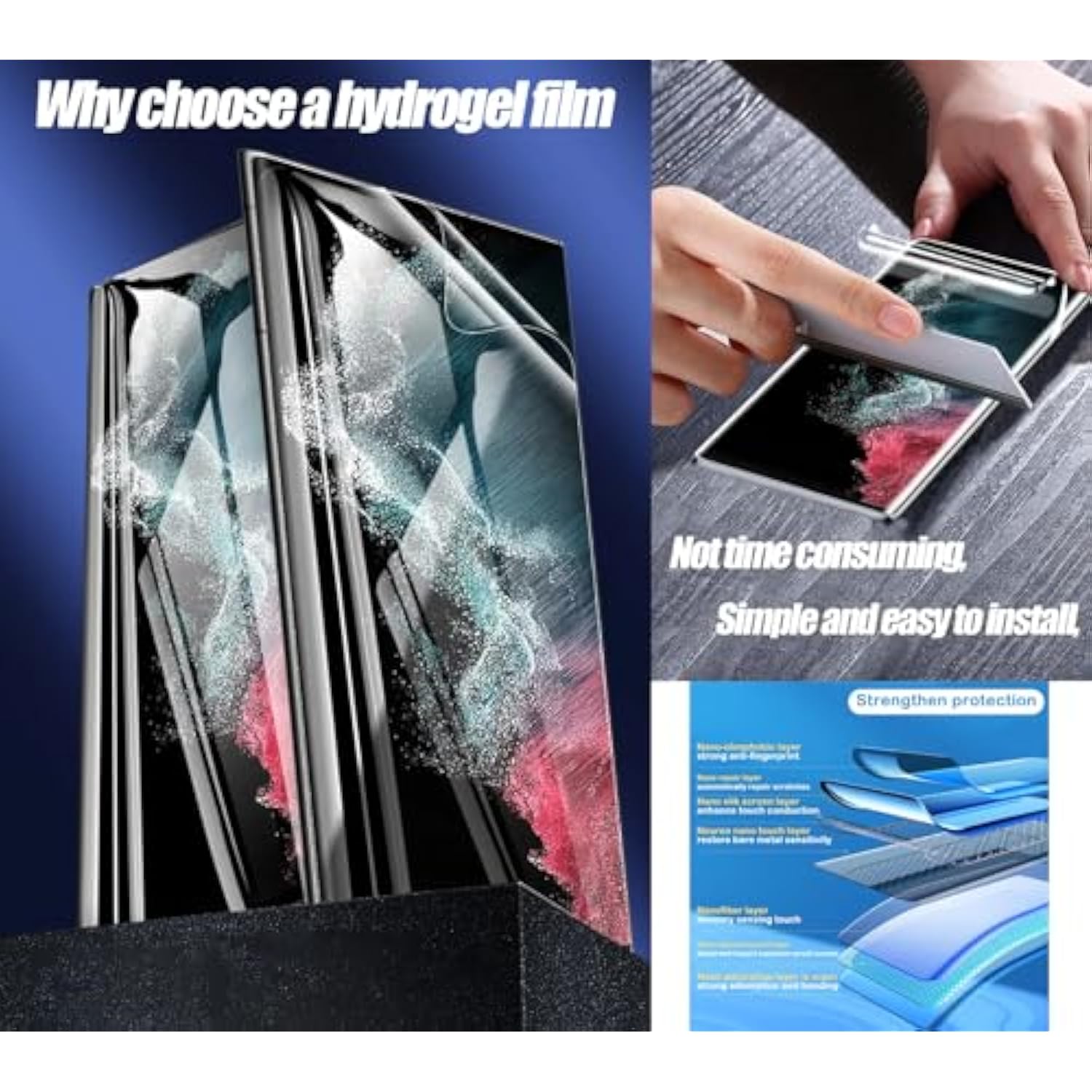 2Pcs High Sensitive Hydrogel Film For Blu Bold K50 | 5G| 2024 Transparent Soft Tpu Screen Protector Self-Healing, Ultra-Thin, Explosion-Proof, Fingerprint Unlock