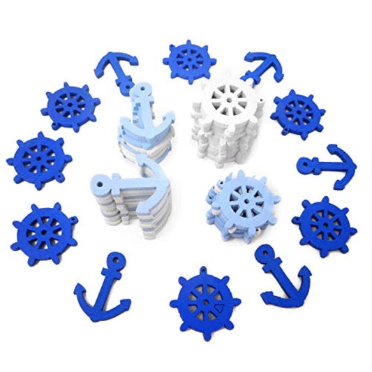 50Pcs 25Mm 1 Inch Anchor And Helm Wood Buttons Decorative Buttons