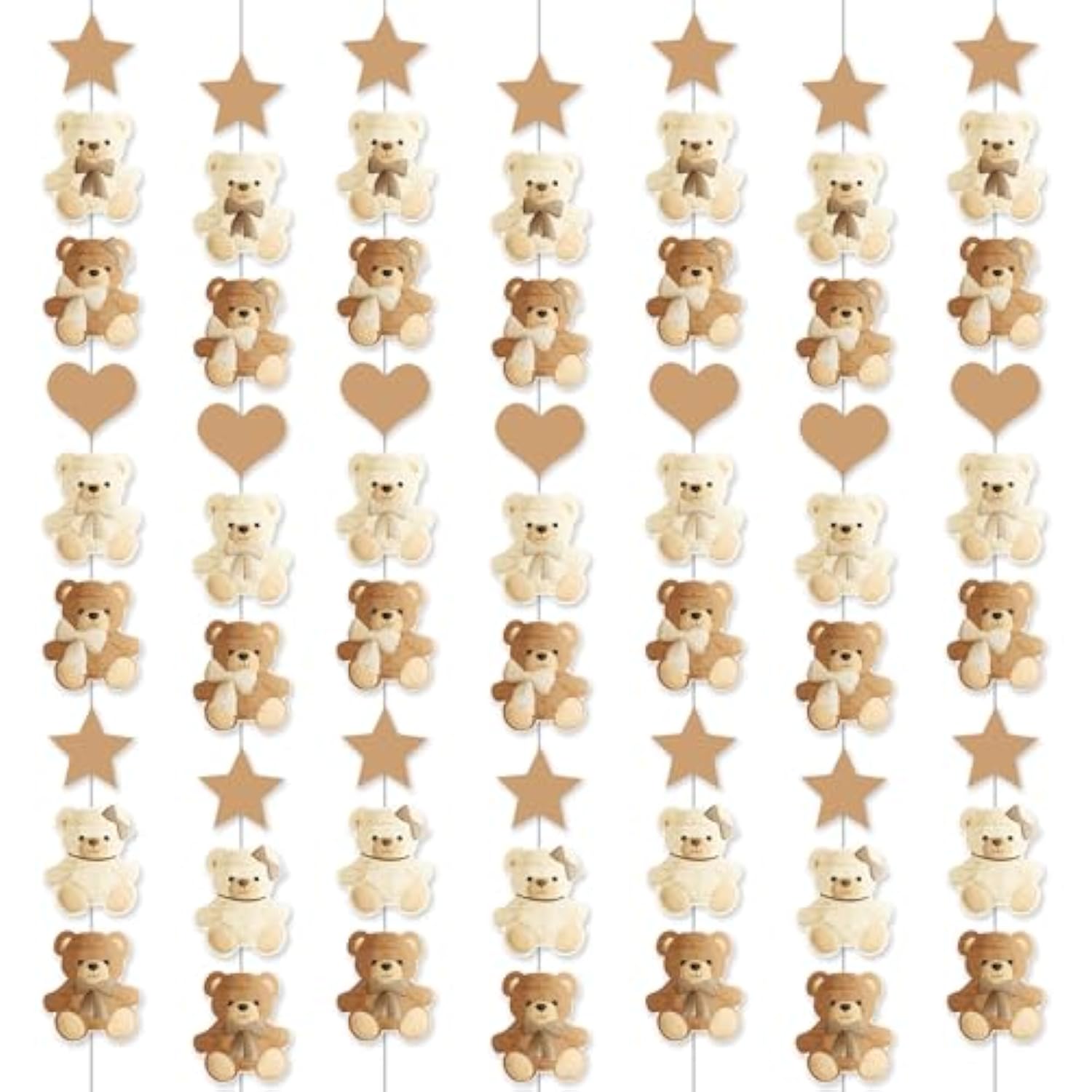 Brown Bear Birthday Party Decorations 8Pcs Teddy Bear Garland Banner Bear Baby Shower Supplies Bearly Wait Gender Reveal Hanging Cutout Garlands For Birthday Wedding Party Decor