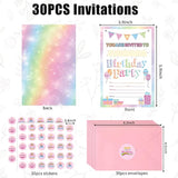 30 Pack Birthday Party Invitations For Girls With Envelopes And Sticker, Cute Birthday Party Invitations Cards For Kids, Party Decorations Supplies For Baby Shower Birthday Party