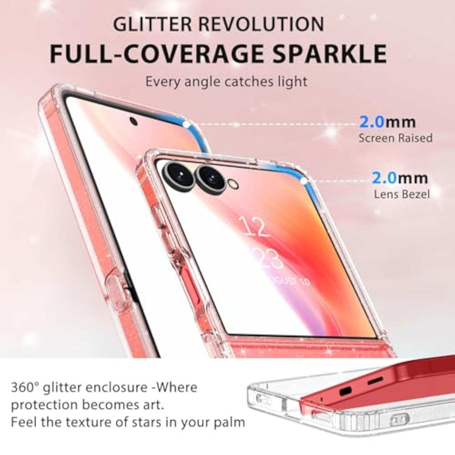 Magnetic For Samsung Galaxy Z Flip7 Case Clear Crystal Glitter, [Compatible With Magsafe] Shockproof Sparkly Flash Cute Women Girls Protective Case For Samsung Z Flip7 5G 6.9”, Glitter Clear