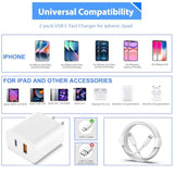 Iphone 20W Dual Port Usb C Fast Charger (2-Pack, 6Ft & 10Ft Cables Included) For Iphone 14/13/12/11 Pro Max/Xr/Xs/Ipad