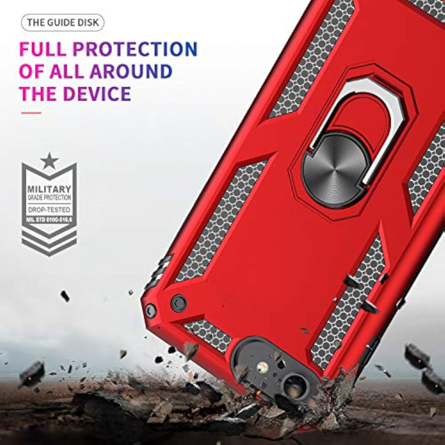 For Iphone Se 2022/2020 Case (3Rd Gen), Military-Grade With Magnetic Kickstand, 2-Pack Tempered Glass Screen Protector, Red
