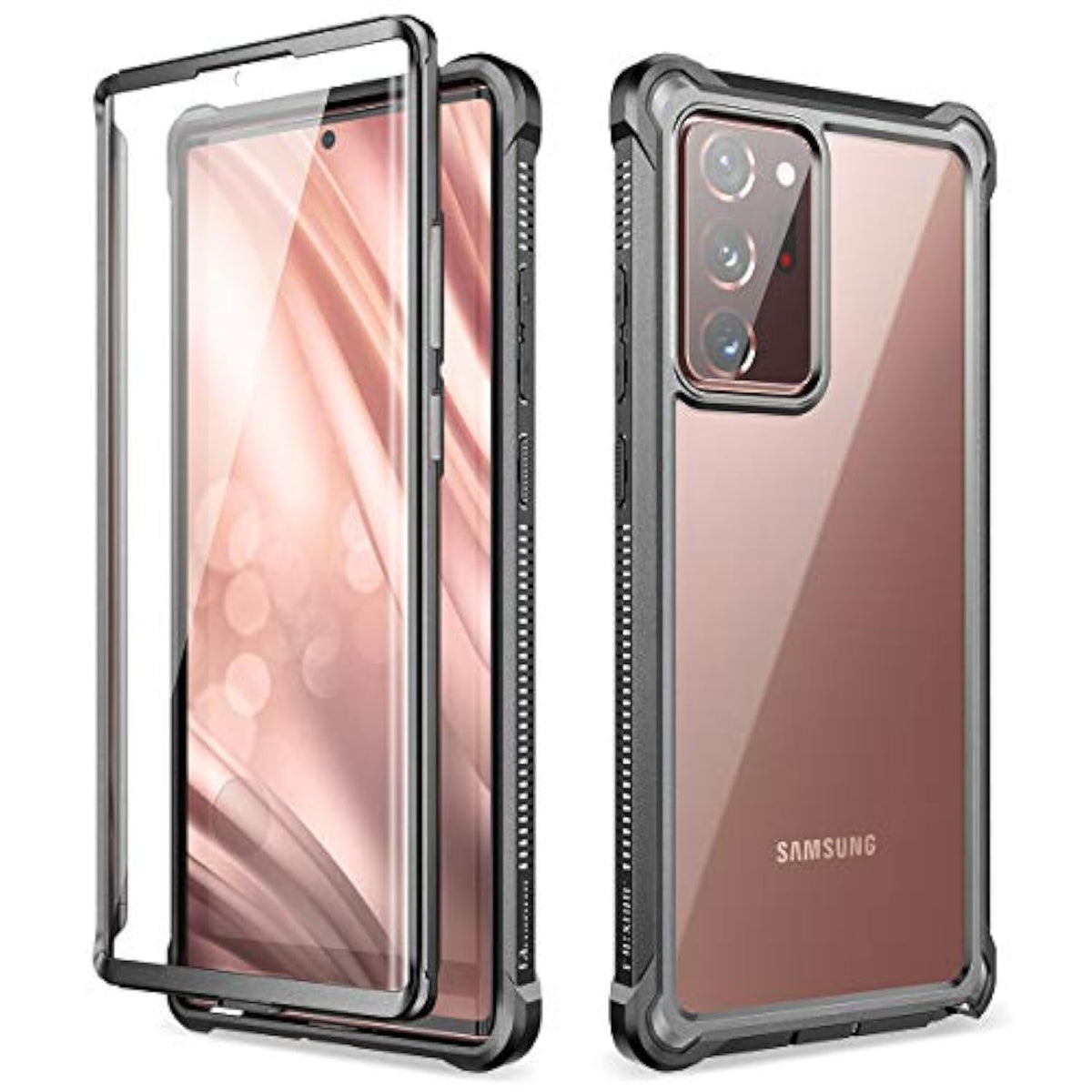 For Galaxy Note 20 Ultra Case With Screen Protector Clear 360 Full Body Rugged Protective Shockproof Hard Back Cover Heavy Duty Defender Bumper For Samsung Note 20 Ultra 5G 6.9" - Black