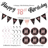 21St Birthday Decorations For Her Black Rose Gold Pre Assembled Happy 21St Birthday Banner, Bunting Swirls Streamers Party Decorations Supplies Black And Pink