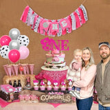 Cowgirl One 1St Birthday High Chair Banner - Disco Party Girls Smash Cake Decorations, Rodeo Photo Props