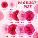 12Pcs Paper Fans Hot Pink Party Decorations Tissue Paper Flowers Decorations Paper Fans Party Decorations For Girl Groovy Birthday Baby Shower Wedding Bachelorette Room Wall Hanging Décor