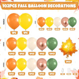 Fall Balloon Arch Kit – Orange, Yellow & Rose Gold with Maple Leaf Balloons