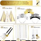 120pcs New Year 2026 Party Favors Hats Tiaras Necklaces Noise Makers