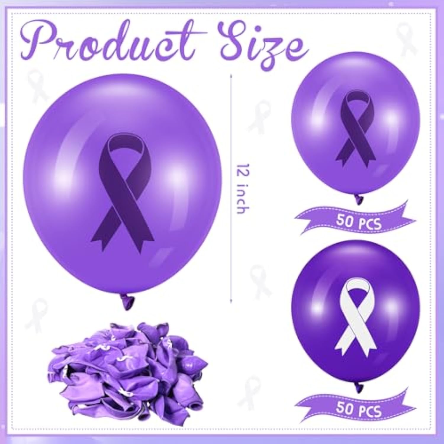 100 Pcs Cancer Awareness Purple Ribbon Balloons Domestic Violence Awareness Alzheimers Balloons Arch For Pancreatic Cancer Ribbon Party Purple Decorations Supplies