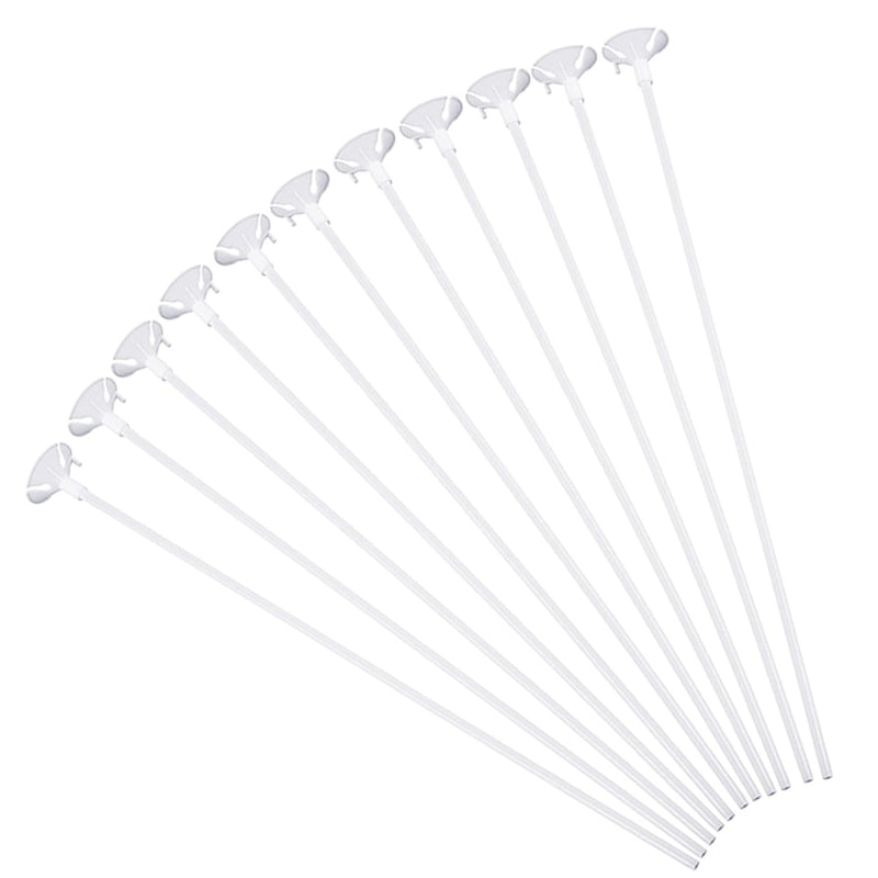 50 Pieces Plastic White Balloon Sticks With Cups For Party, Valentine'