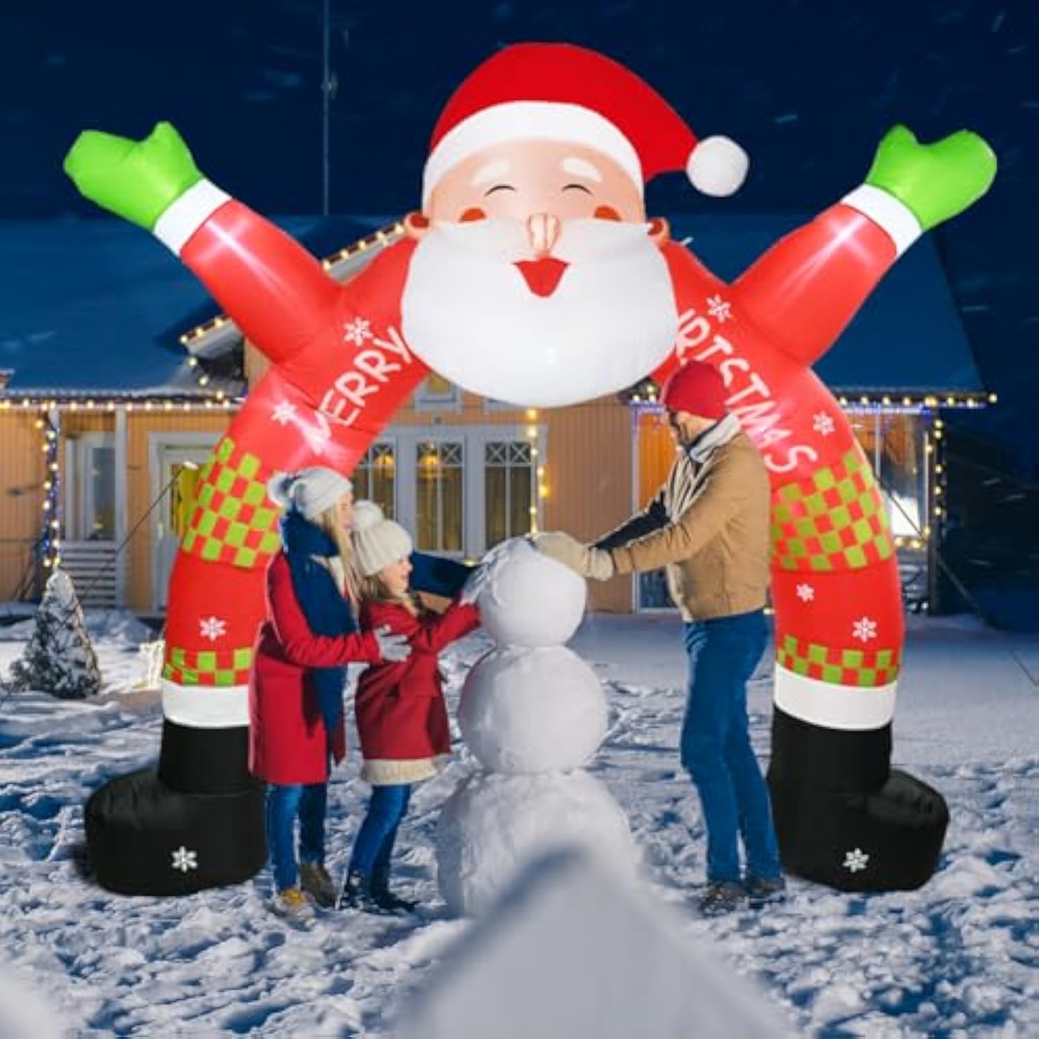 Inflatable Outdoor Christmas Decorations, 11 Ft Lighted Inflatable Christmas Santa Archway With Build In Led Light, Outd