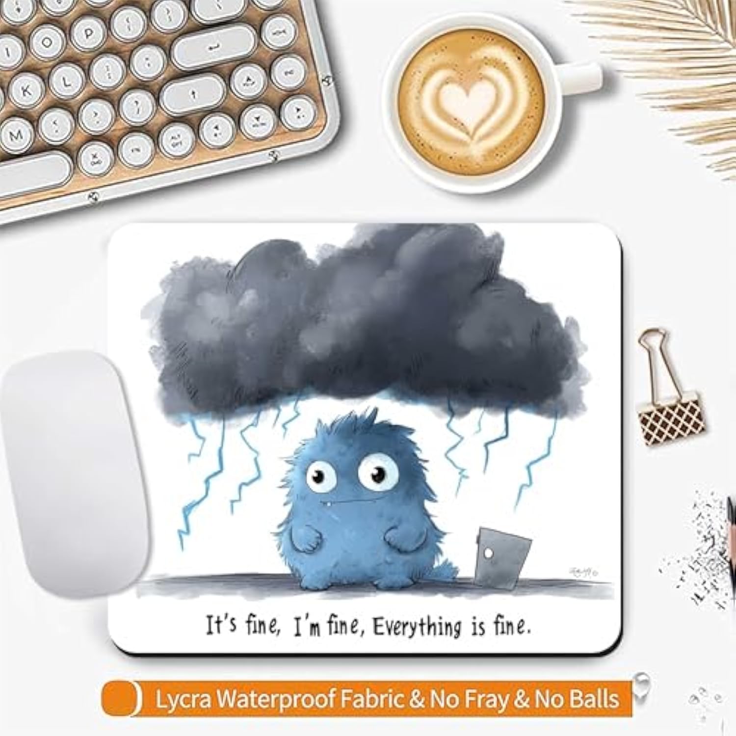It'S Fine I'M Fine Cute Design Mouse Pads For Desk,Square Mouse Mat, Waterproof Non Slip Rubber Base Mouse Pad For Office Laptop Computers, Premium Mousepad Washable Cloth, 10X8.2X0.12 Inch