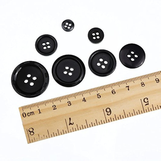 600 Pieces Christmas Black Assorted Sizes Buttons Round Resin Button S