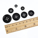 600 Pieces Christmas Black Assorted Sizes Buttons Round Resin Button S