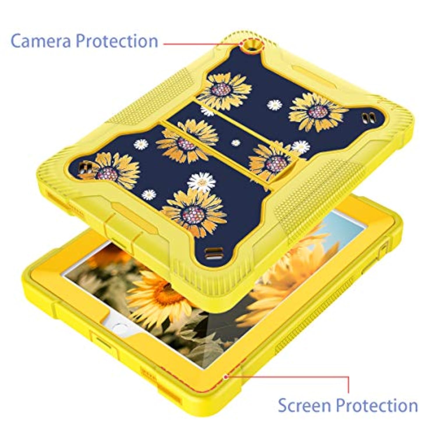 Ipad 4Th Generation Case,Ipad 2 Case, Ipad 3/4 Case Floral Sunflower Kickstand
